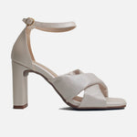 Sandalia tacon ambar de sintético para mujer - Hueso