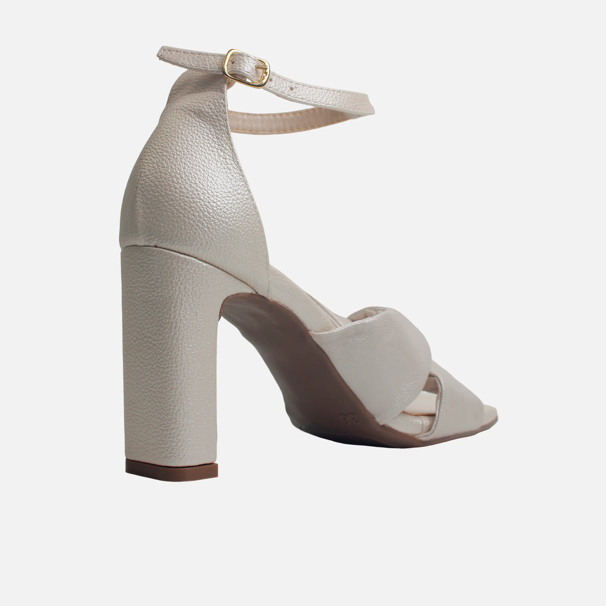 Sandalia tacon ambar de sintético para mujer - Hueso