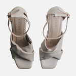 Sandalia tacon ambar de sintético para mujer - Hueso