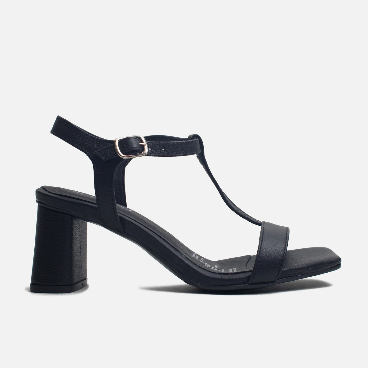 Sandalia tacon naia de cuero para mujer - Negro