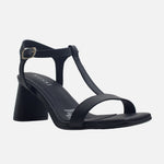Sandalia tacon naia de cuero para mujer - Negro