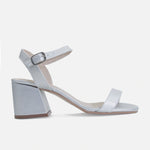 Sandalia tacon itaya de cuero para mujer - Plateado