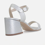 Sandalia tacon itaya de cuero para mujer - Plateado