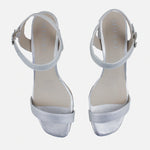 Sandalia tacon itaya de cuero para mujer - Plateado