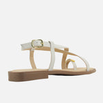 Sandalia plana valen de cuero para mujer - Hueso