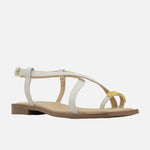 Sandalia plana valen de cuero para mujer - Hueso