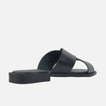 Sandalia plana nyra de cuero para mujer - Negro