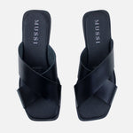 Sandalia plana nyra de cuero para mujer - Negro