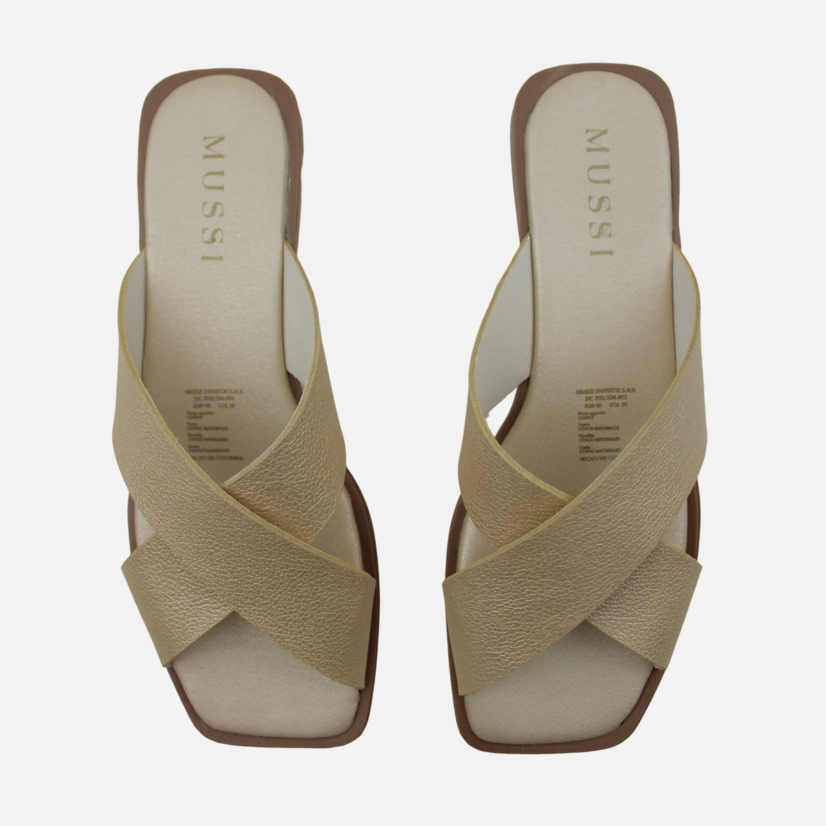 Sandalia plana nyra de cuero para mujer - Oro