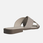 Sandalia plana nyra de cuero para mujer - Taupe