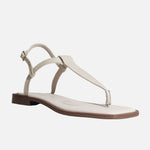 Sandalia plana marea de cuero para mujer - Hueso