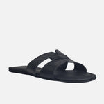 Sandalia plana celia de cuero para mujer - Negro