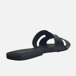 Sandalia plana celia de cuero para mujer - Negro