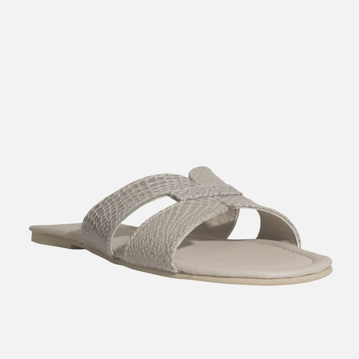 Sandalia plana celia de cuero para mujer - Gris