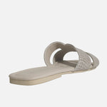 Sandalia plana celia de cuero para mujer - Gris