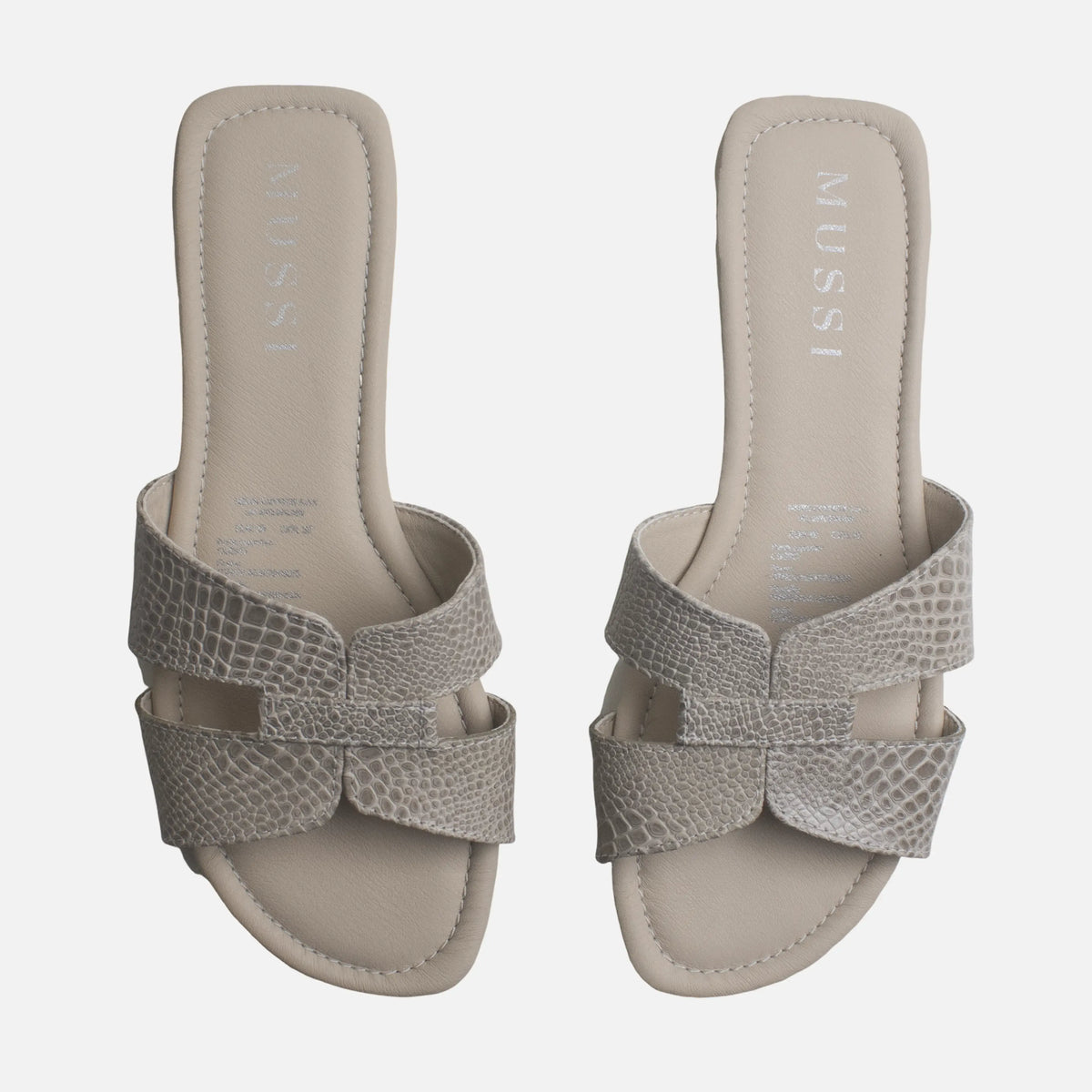 Sandalia plana celia de cuero para mujer - Gris