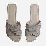 Sandalia plana celia de cuero para mujer - Gris