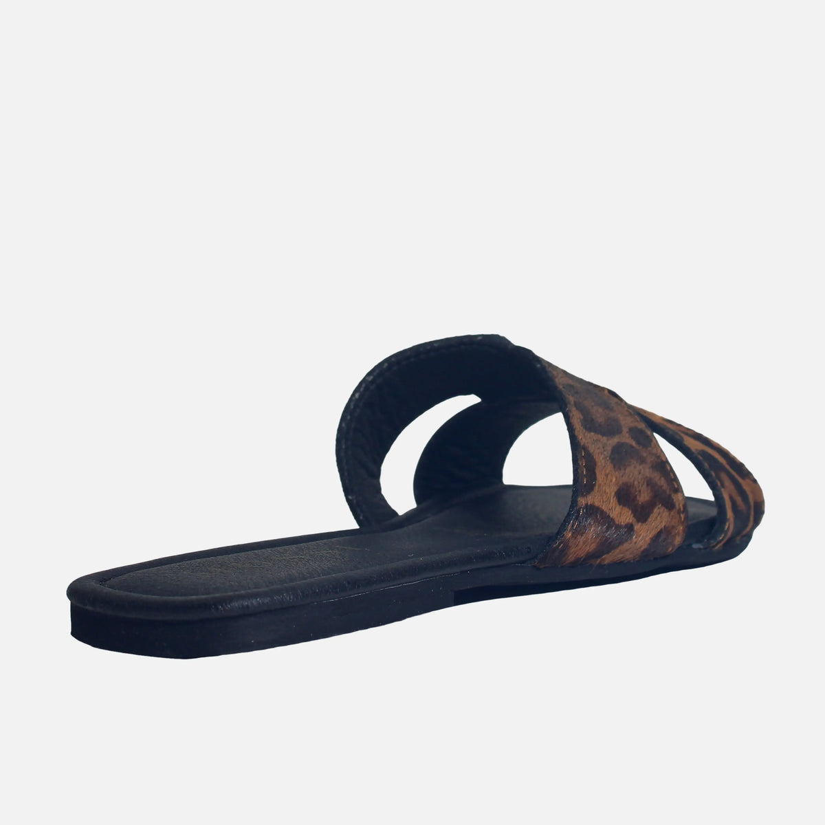 Sandalia plana celia de cuero para mujer - Cafe