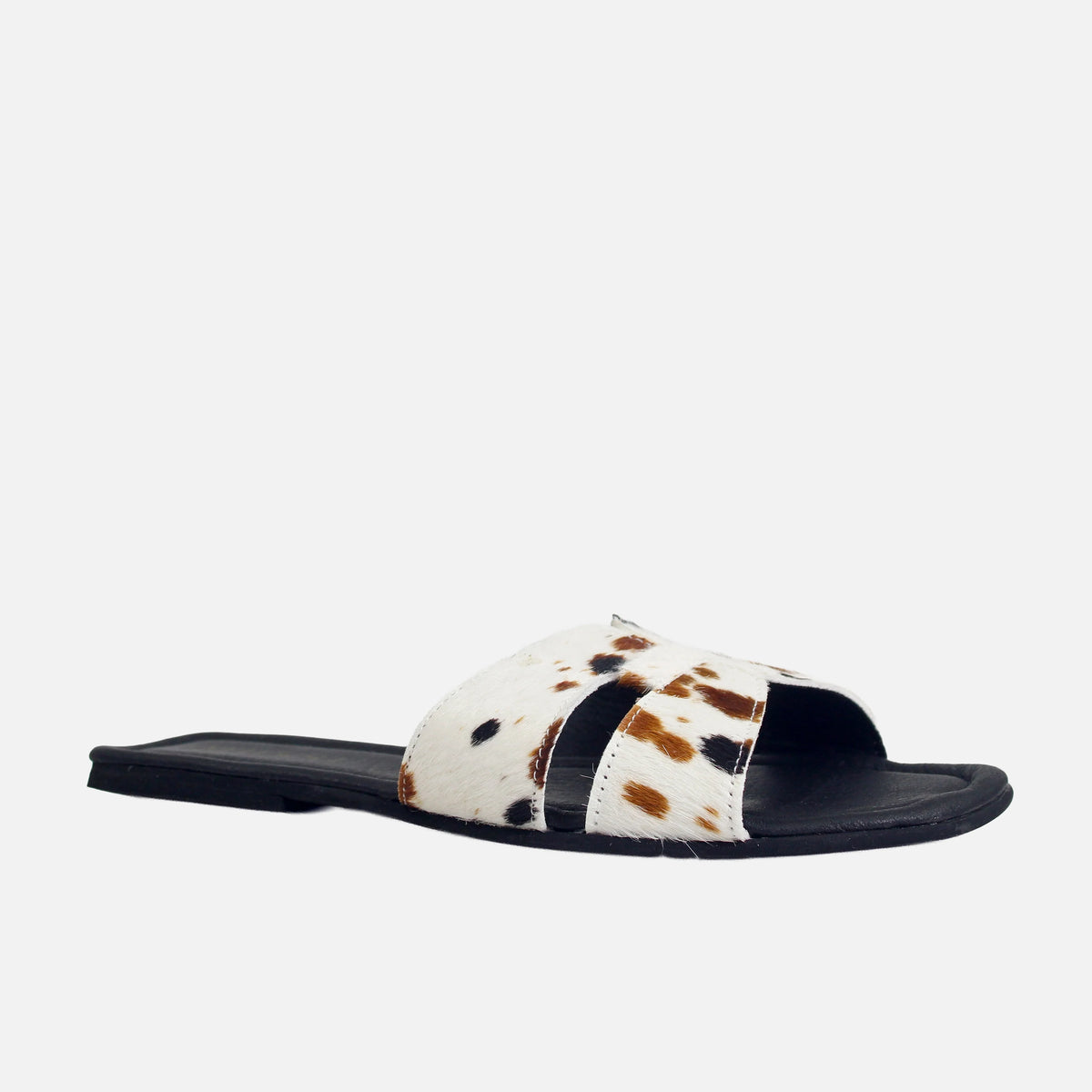 Sandalia plana celia de cuero para mujer - Animal Print Vaca