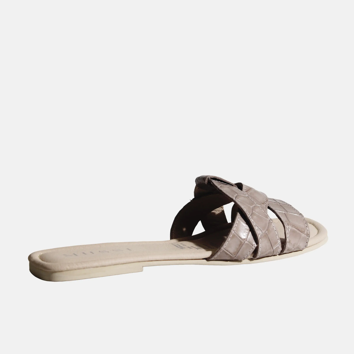 Sandalia plana elira de cuero para mujer - Taupe