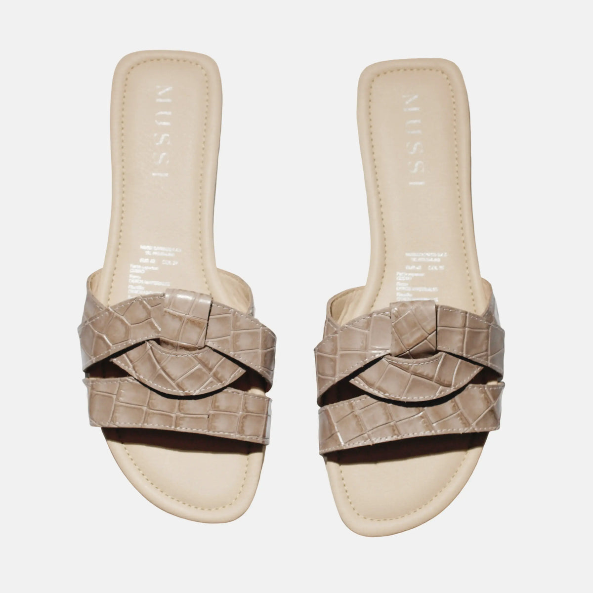 Sandalia plana elira de cuero para mujer - Taupe