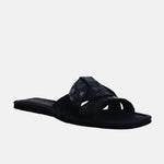 Sandalia plana elira de cuero para mujer - Negro