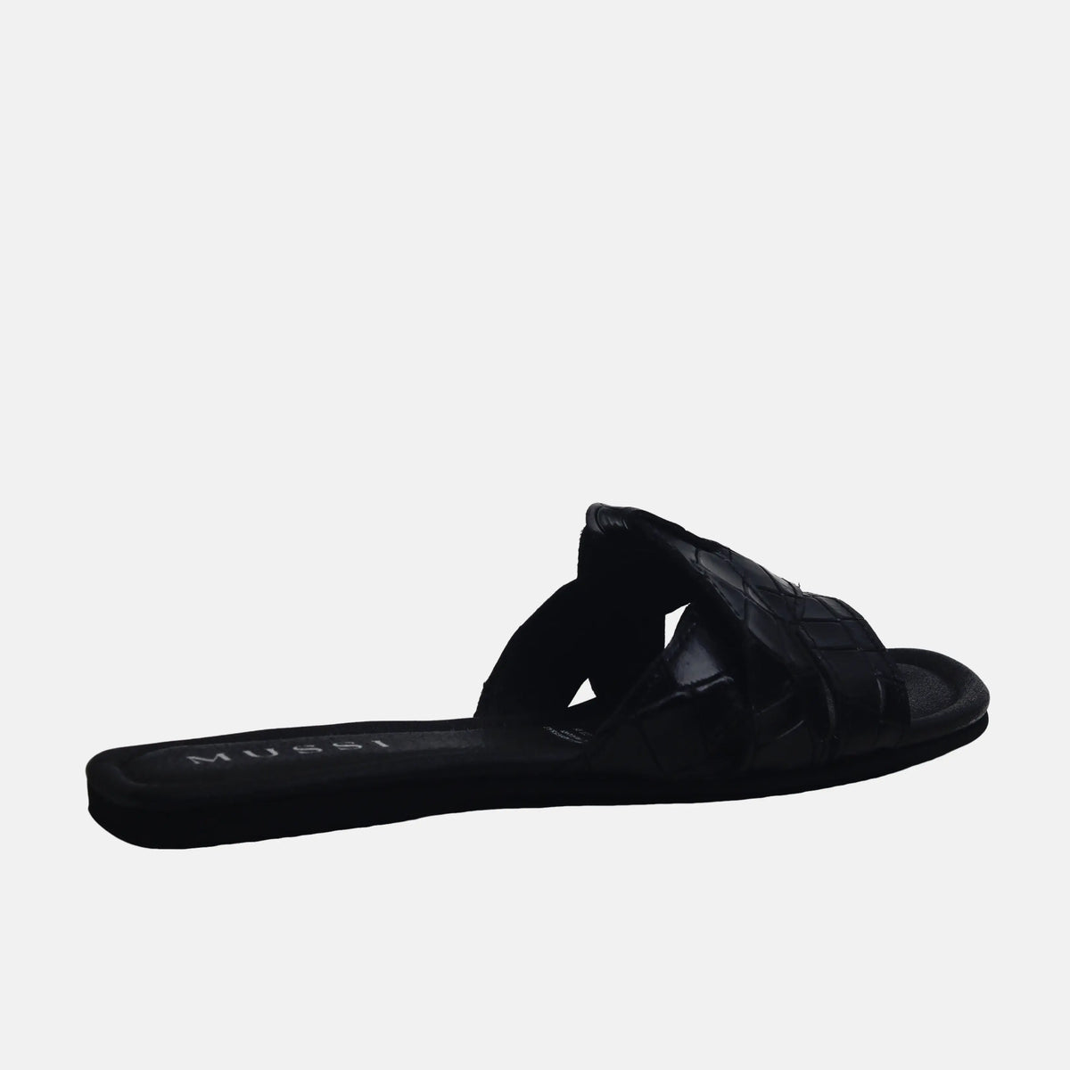Sandalia plana elira de cuero para mujer - Negro