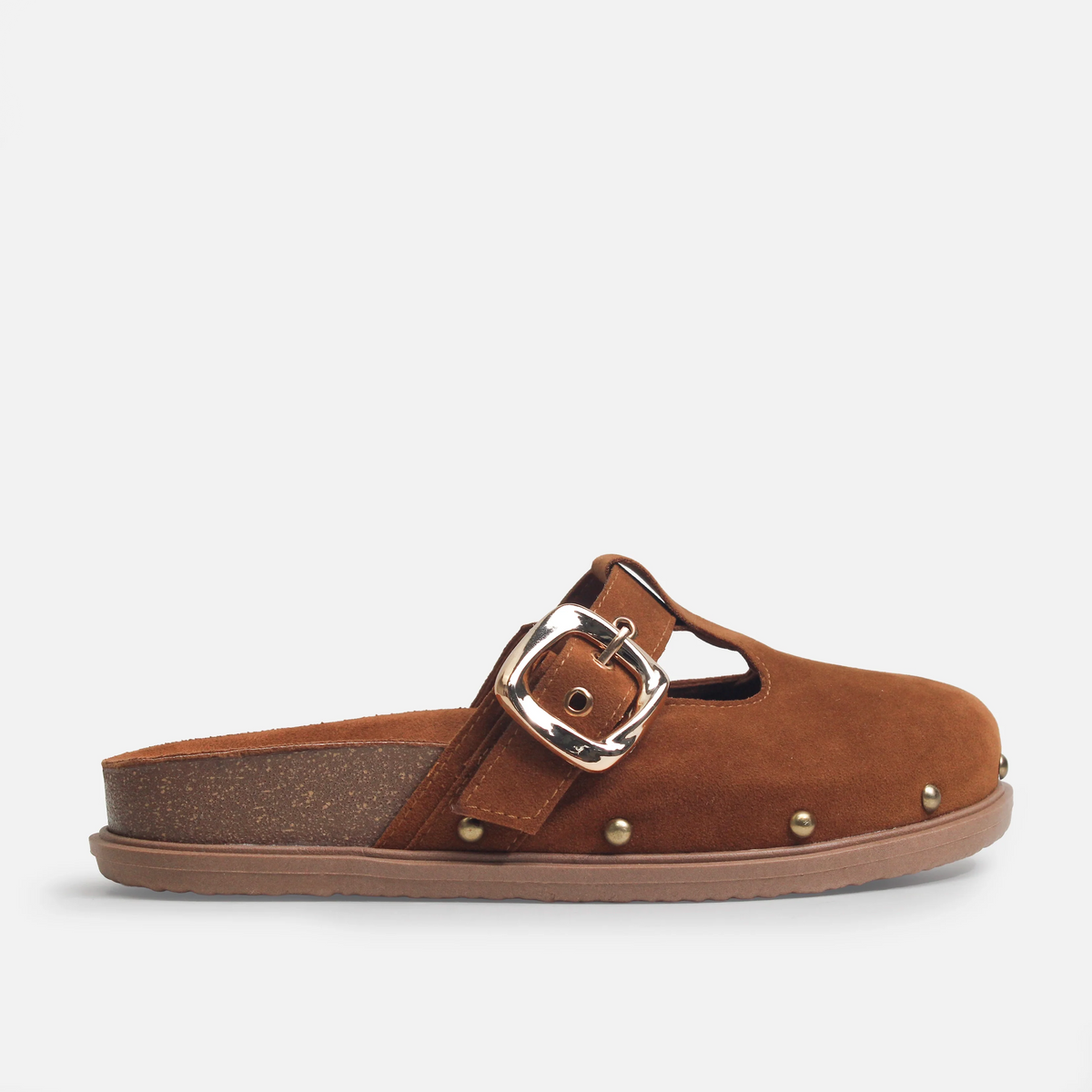 Sandalia chunky yisel de sintético para mujer - Café