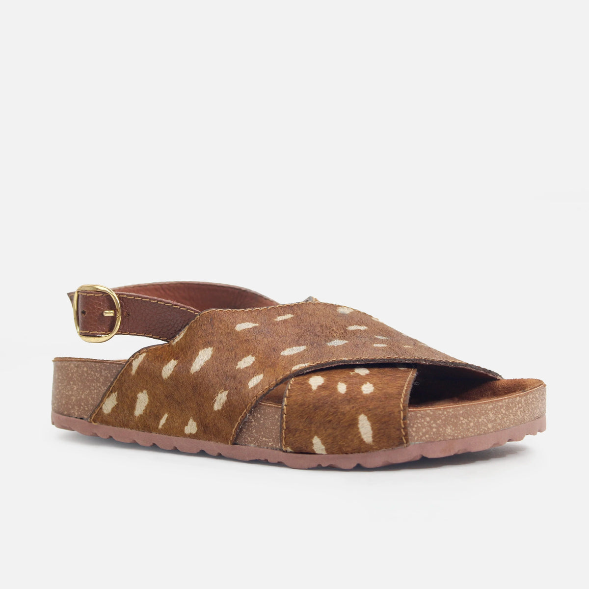Sandalia flatform mimosa de cuero para mujer - Cafe