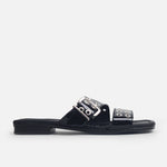 Sandalia plana tritonela de cuero para mujer - Negro