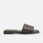 Sandalia plana celine de cuero para mujer - Verde
