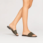Sandalia plana celine de cuero para mujer - Verde