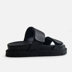 Sandalia flatform laura de cuero para mujer - Negro