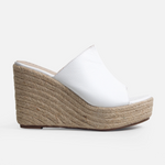 Sandalia plataforma danet de cuero para mujer - Blanco