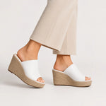 Sandalia plataforma danet de cuero para mujer - Blanco