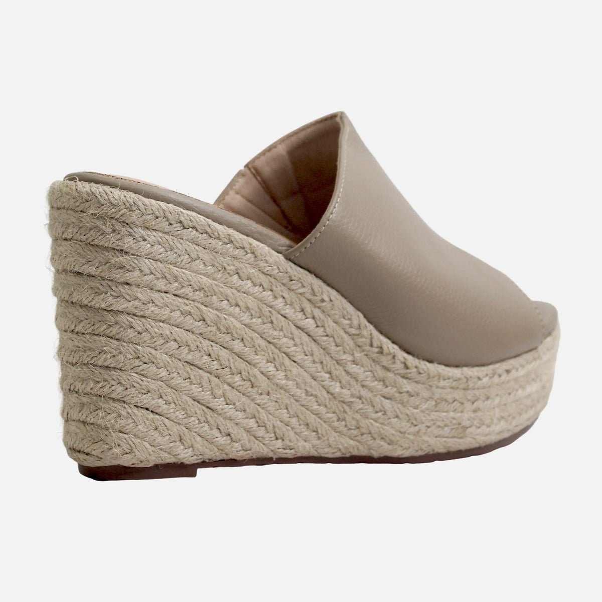 Sandalia plataforma danet de cuero para mujer - Taupe