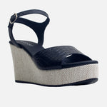 Sandalia plataforma naeva de cuero para mujer - Negro