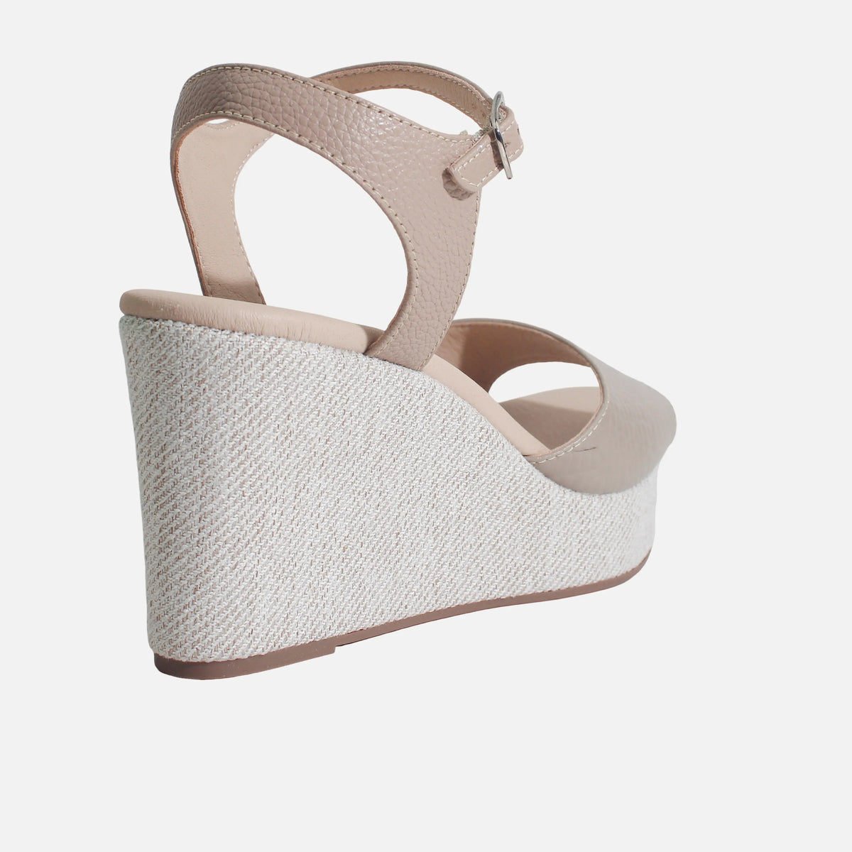 Sandalia plataforma naeva de cuero para mujer - Beige