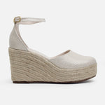 Sandalia plataforma avelin de cuero para mujer - Beige