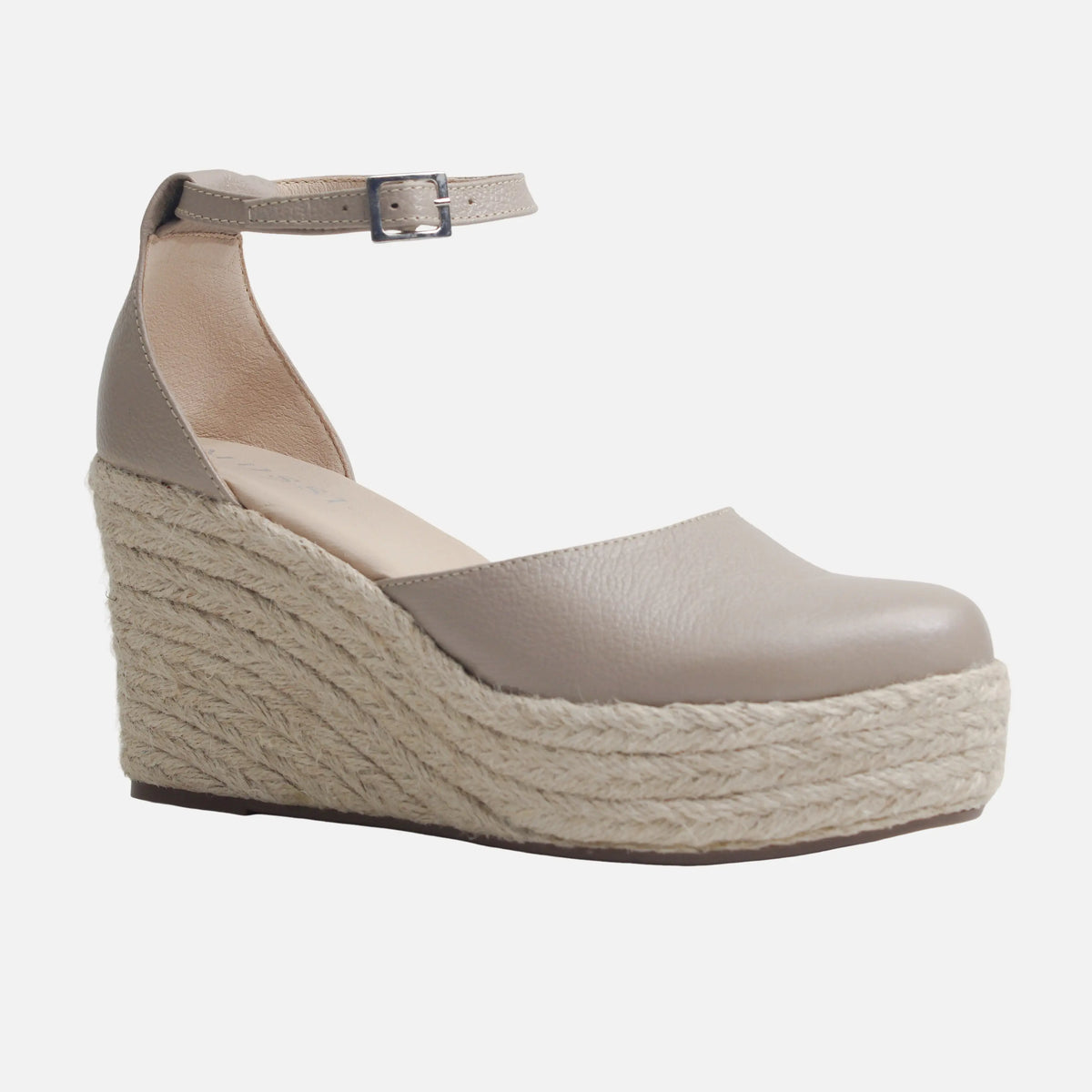 Sandalia plataforma avelin de cuero para mujer - Taupe
