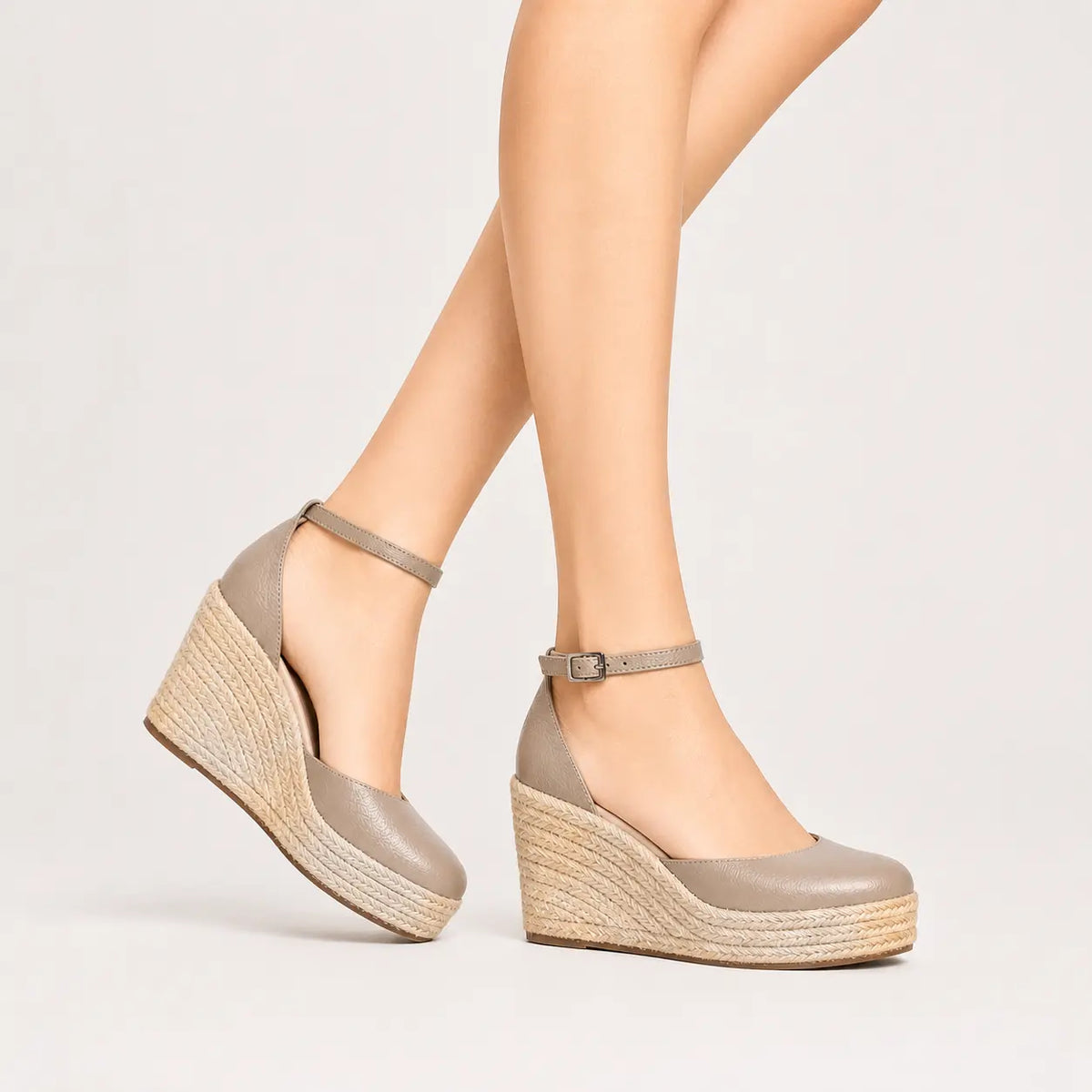 Sandalia plataforma avelin de cuero para mujer - Taupe
