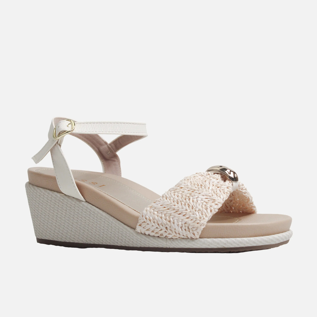 Sandalia plataforma anara de textil para mujer - Beige