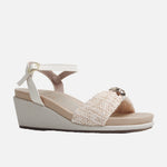 Sandalia plataforma anara de textil para mujer - Beige