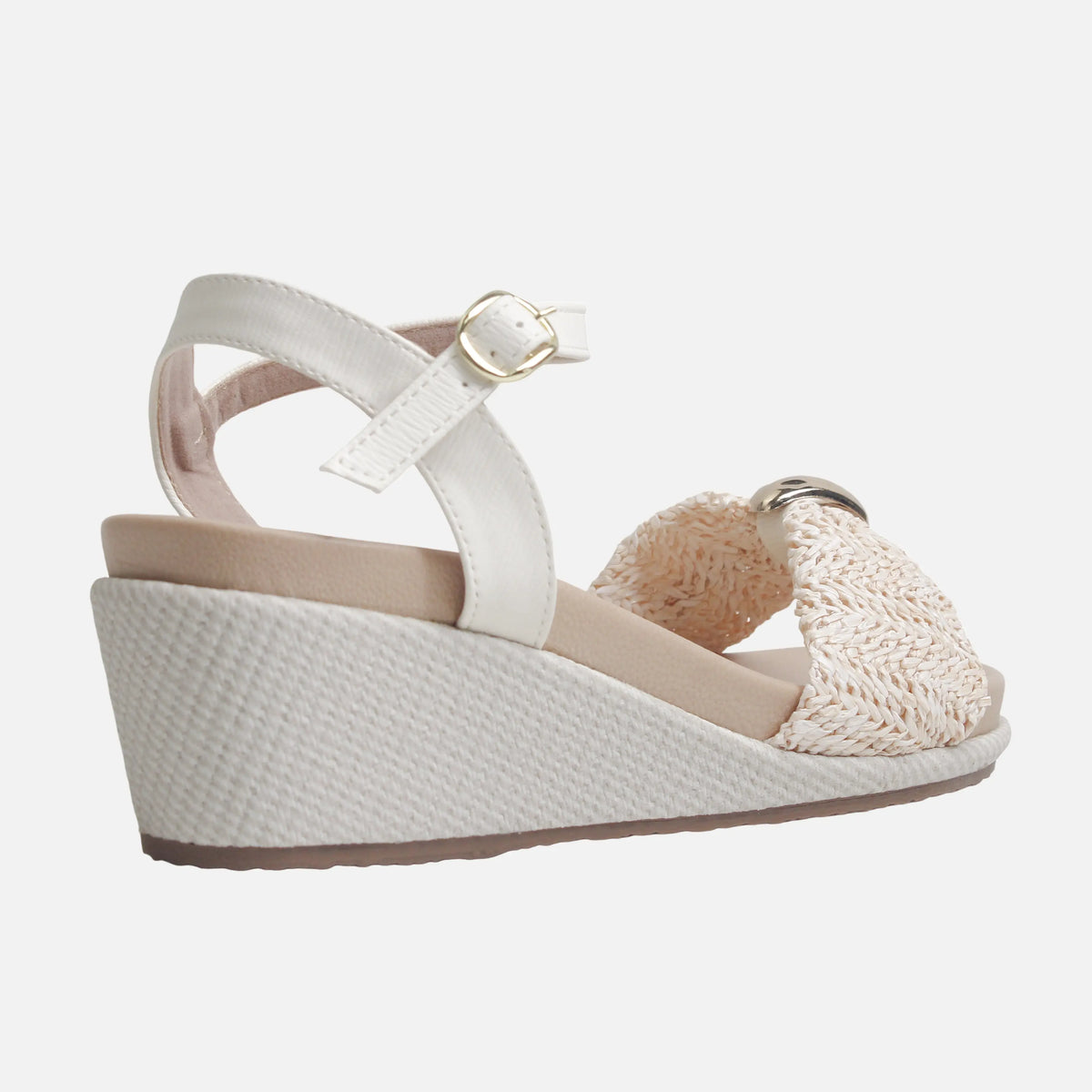 Sandalia plataforma anara de textil para mujer - Beige