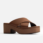 Sandalia plataforma yachta de cuero para mujer - Miel