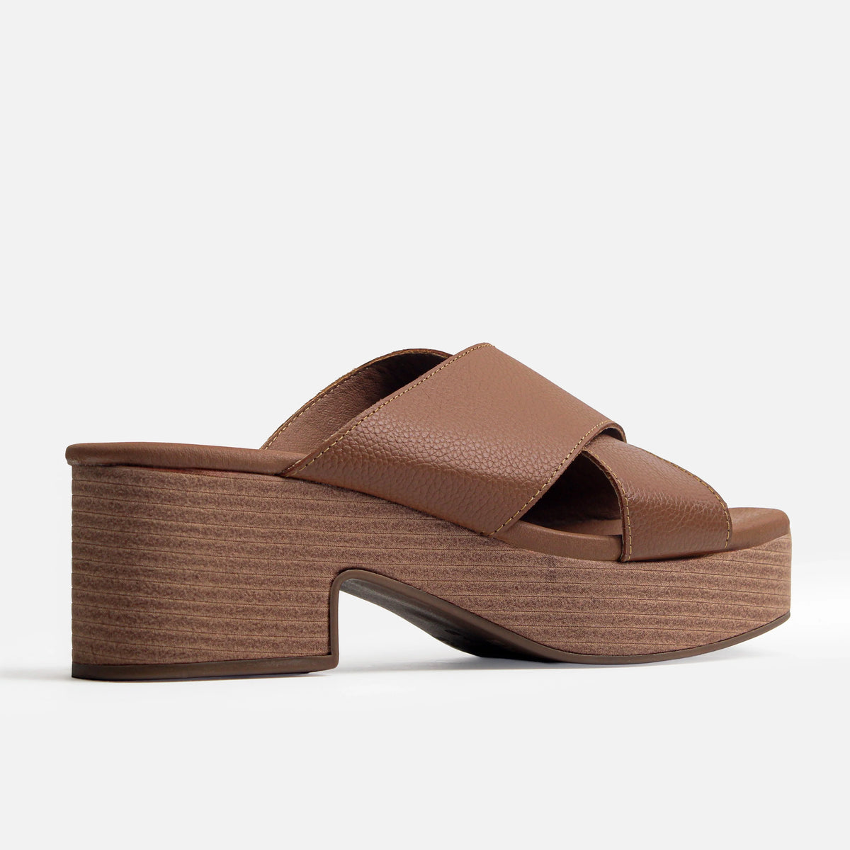 Sandalia plataforma yachta de cuero para mujer - Miel