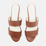 Sandalia tacon corrido serrania de cuero para mujer - Miel