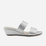 Sandalia tacon corrido serrania de cuero para mujer - Plata