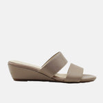 Sandalia tacon corrido serrania de cuero para mujer - Taupe