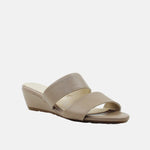 Sandalia tacon corrido serrania de cuero para mujer - Taupe